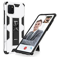 Silicone Matte Finish and Plastic Back Cover Case with Magnetic Stand MQ1 for Samsung Galaxy M60s White