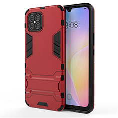 Silicone Matte Finish and Plastic Back Cover Case with Stand A01 for Huawei Nova 8 SE 5G Red