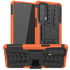 Silicone Matte Finish and Plastic Back Cover Case with Stand A01 for Motorola Moto Edge 20 5G Orange