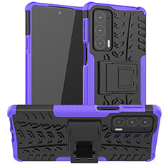 Silicone Matte Finish and Plastic Back Cover Case with Stand A01 for Motorola Moto Edge Lite 5G Purple