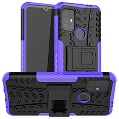 Silicone Matte Finish and Plastic Back Cover Case with Stand A01 for Motorola Moto G30 Purple