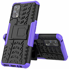 Silicone Matte Finish and Plastic Back Cover Case with Stand A01 for Realme 7 Pro Purple