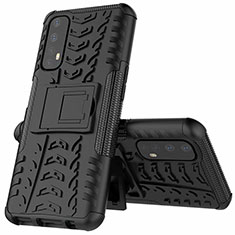 Silicone Matte Finish and Plastic Back Cover Case with Stand A01 for Realme Narzo 30 4G Black