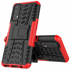 Silicone Matte Finish and Plastic Back Cover Case with Stand A01 for Realme Narzo 30 4G Red