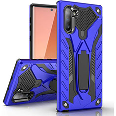 Silicone Matte Finish and Plastic Back Cover Case with Stand A01 for Samsung Galaxy Note 10 5G Blue