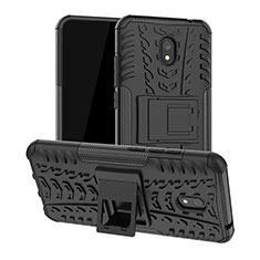 Silicone Matte Finish and Plastic Back Cover Case with Stand A01 for Xiaomi Redmi 8A Black