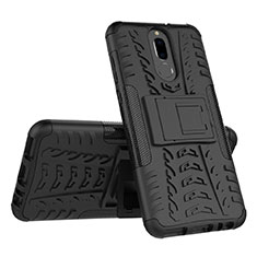 Silicone Matte Finish and Plastic Back Cover Case with Stand A02 for Huawei Nova 2i Black