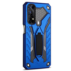 Silicone Matte Finish and Plastic Back Cover Case with Stand A02 for Realme 7 Blue