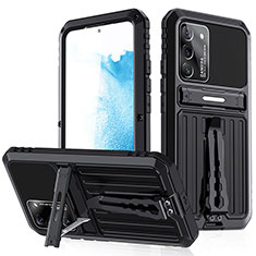 Silicone Matte Finish and Plastic Back Cover Case with Stand A02 for Samsung Galaxy S21 Plus 5G Black