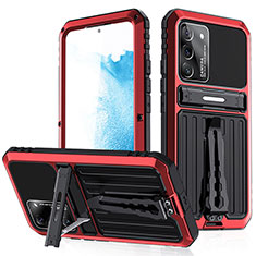 Silicone Matte Finish and Plastic Back Cover Case with Stand A02 for Samsung Galaxy S23 5G Red
