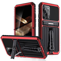 Silicone Matte Finish and Plastic Back Cover Case with Stand A02 for Samsung Galaxy S24 5G Red