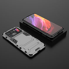 Silicone Matte Finish and Plastic Back Cover Case with Stand A02 for Xiaomi Mi 11 Ultra 5G Silver