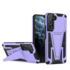 Silicone Matte Finish and Plastic Back Cover Case with Stand A03 for Samsung Galaxy S23 Plus 5G Purple