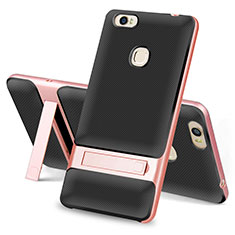 Silicone Matte Finish and Plastic Back Cover Case with Stand for Huawei Honor Note 8 Black