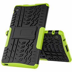 Silicone Matte Finish and Plastic Back Cover Case with Stand for Huawei MatePad T 8 Green