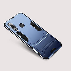 Silicone Matte Finish and Plastic Back Cover Case with Stand for Huawei Nova 4 Blue