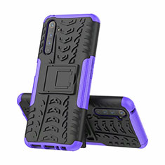 Silicone Matte Finish and Plastic Back Cover Case with Stand for Realme 6 Pro Purple