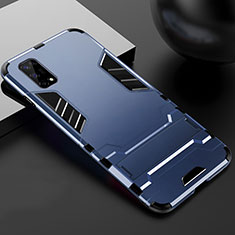 Silicone Matte Finish and Plastic Back Cover Case with Stand for Realme Narzo 30 Pro 5G Blue