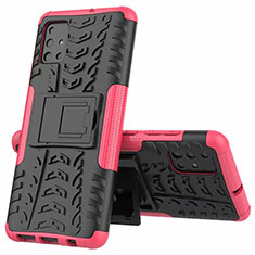Silicone Matte Finish and Plastic Back Cover Case with Stand for Samsung Galaxy M40S Pink
