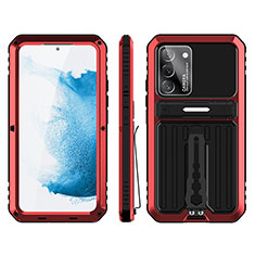 Silicone Matte Finish and Plastic Back Cover Case with Stand for Samsung Galaxy S23 Plus 5G Red