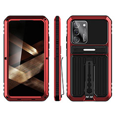 Silicone Matte Finish and Plastic Back Cover Case with Stand for Samsung Galaxy S24 Plus 5G Red