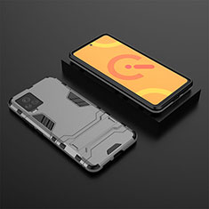 Silicone Matte Finish and Plastic Back Cover Case with Stand for Vivo iQOO 7 5G Gray