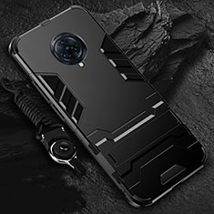 Silicone Matte Finish and Plastic Back Cover Case with Stand for Vivo Nex 3 5G Black