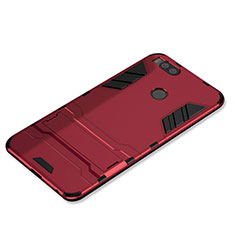 Silicone Matte Finish and Plastic Back Cover Case with Stand for Xiaomi Mi 5X Red