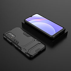 Silicone Matte Finish and Plastic Back Cover Case with Stand for Xiaomi Redmi 9 Power Black