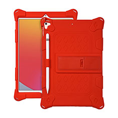 Silicone Matte Finish and Plastic Back Cover Case with Stand H01 for Apple iPad 10.2 (2019) Red