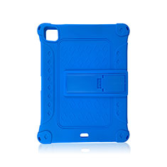 Silicone Matte Finish and Plastic Back Cover Case with Stand H01 for Apple iPad Pro 11 (2021) Blue