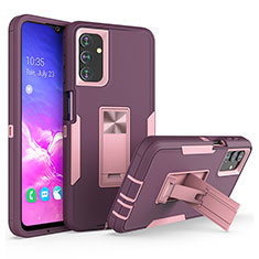 Silicone Matte Finish and Plastic Back Cover Case with Stand J01S for Samsung Galaxy A13 5G Purple
