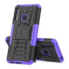 Silicone Matte Finish and Plastic Back Cover Case with Stand J01X for Samsung Galaxy A70E Purple