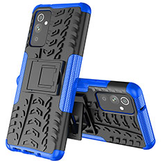 Silicone Matte Finish and Plastic Back Cover Case with Stand J01X for Samsung Galaxy F54 5G Blue