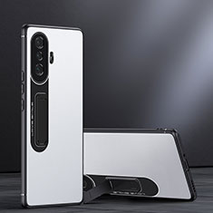 Silicone Matte Finish and Plastic Back Cover Case with Stand JB1 for Xiaomi Redmi K40 Gaming 5G White