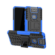 Silicone Matte Finish and Plastic Back Cover Case with Stand JX1 for Asus Zenfone 6 ZS630KL Blue