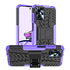 Silicone Matte Finish and Plastic Back Cover Case with Stand JX1 for Motorola Moto G23 Purple