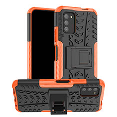 Silicone Matte Finish and Plastic Back Cover Case with Stand JX1 for Nokia G100 Orange