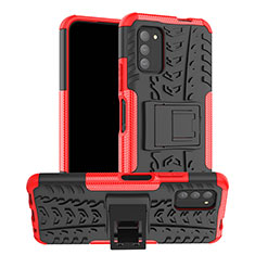 Silicone Matte Finish and Plastic Back Cover Case with Stand JX1 for Nokia G100 Red