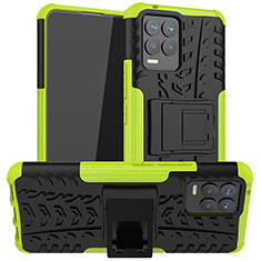 Silicone Matte Finish and Plastic Back Cover Case with Stand JX1 for Realme 8 4G Green