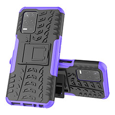 Silicone Matte Finish and Plastic Back Cover Case with Stand JX1 for Realme 9 5G India Purple