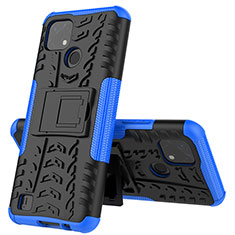 Silicone Matte Finish and Plastic Back Cover Case with Stand JX1 for Realme C11 (2021) Blue