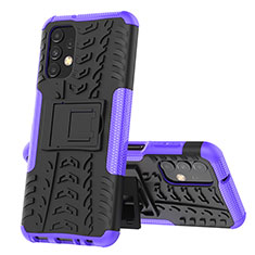 Silicone Matte Finish and Plastic Back Cover Case with Stand JX1 for Samsung Galaxy A13 4G Purple