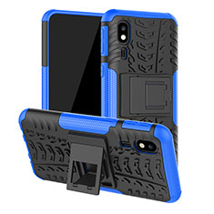 Silicone Matte Finish and Plastic Back Cover Case with Stand JX1 for Samsung Galaxy A2 Core A260F A260G Blue