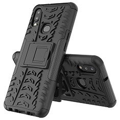 Silicone Matte Finish and Plastic Back Cover Case with Stand JX1 for Samsung Galaxy M01s Black