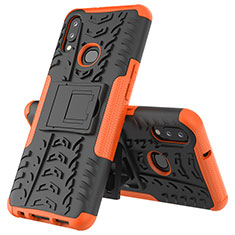 Silicone Matte Finish and Plastic Back Cover Case with Stand JX1 for Samsung Galaxy M01s Orange