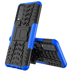 Silicone Matte Finish and Plastic Back Cover Case with Stand JX1 for Vivo Y12A Blue