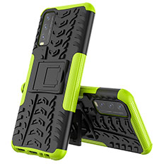 Silicone Matte Finish and Plastic Back Cover Case with Stand JX1 for Vivo Y20G Green