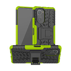 Silicone Matte Finish and Plastic Back Cover Case with Stand JX1 for Xiaomi Mi 11X 5G Green