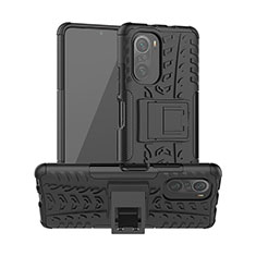 Silicone Matte Finish and Plastic Back Cover Case with Stand JX1 for Xiaomi Mi 11X Pro 5G Black